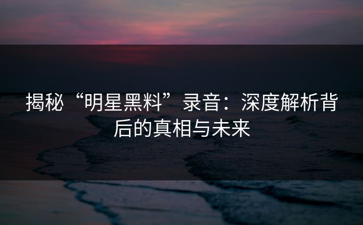 揭秘“明星黑料”录音：深度解析背后的真相与未来