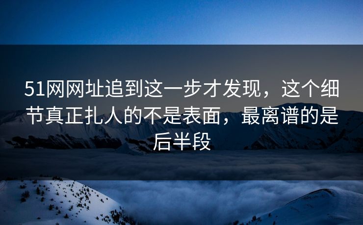 51网网址追到这一步才发现，这个细节真正扎人的不是表面，最离谱的是后半段